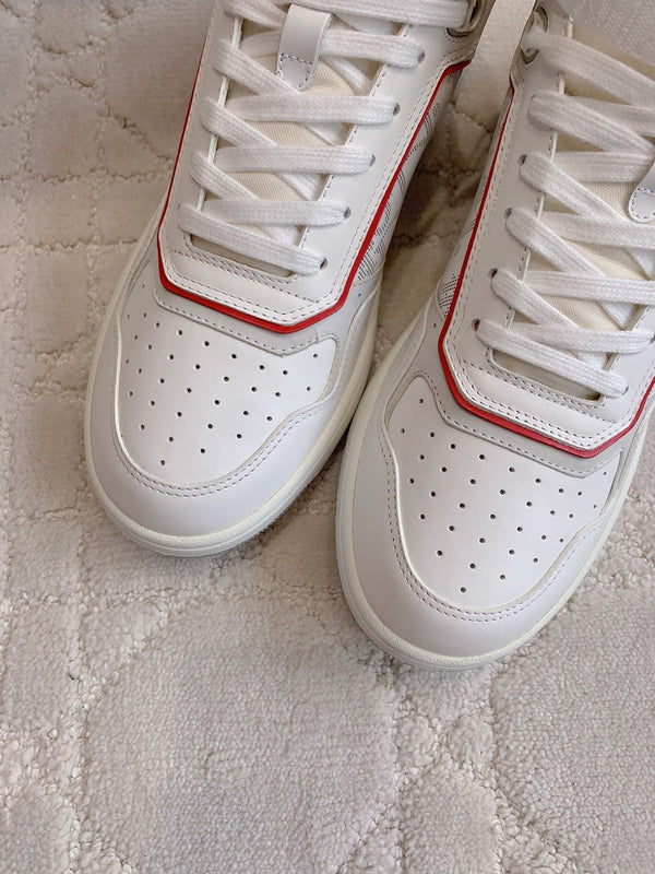 CD B27 High-Top Sneaker White Red Print Calfskin