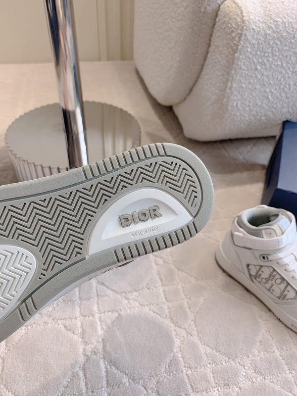 CD B27 High-Top Sneaker White Print Calfskin