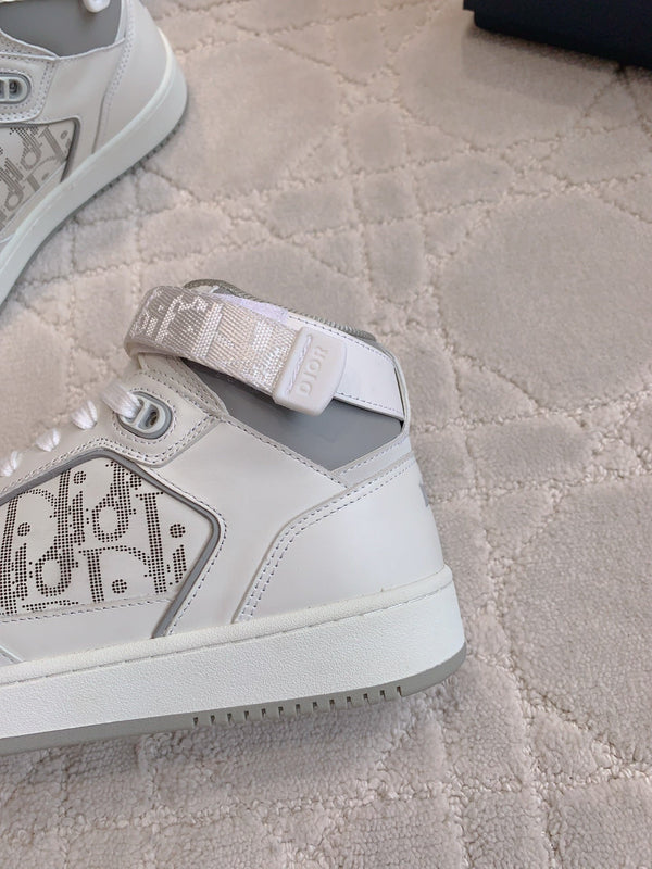 CD B27 High-Top Sneaker White Print Calfskin