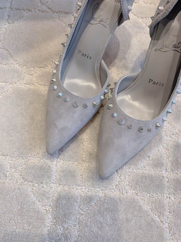 CL Irishell 85 Studded d'Orsay Pumps Light Pewter Suede 177129