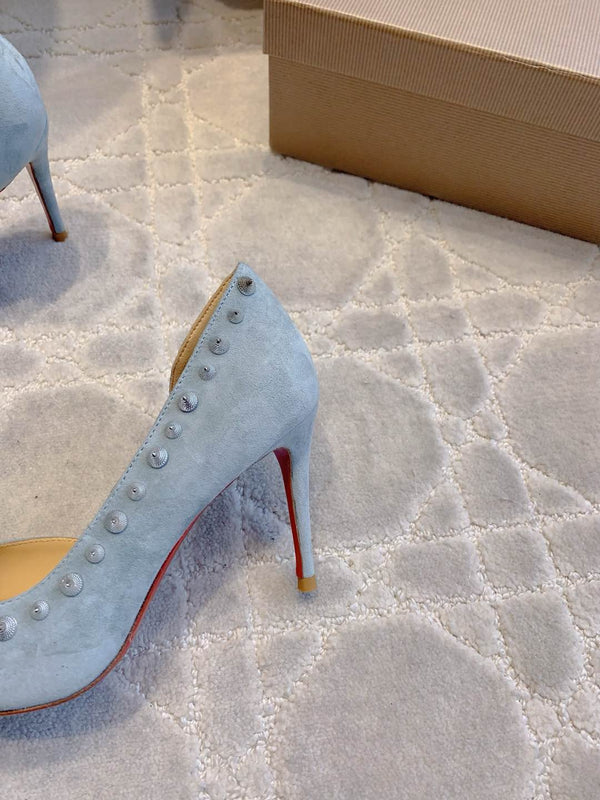 CL Irishell 85 Studded d'Orsay Pumps Light Sky Blue Suede 177128