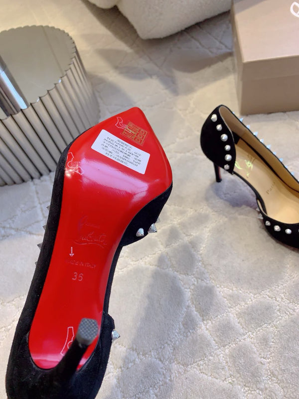 CL Irishell 85 Studded d'Orsay Pumps Black Suede 177126