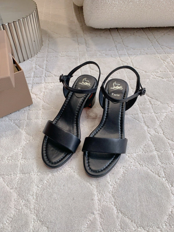 CL Simple Sandals Black Sheepskin 328455