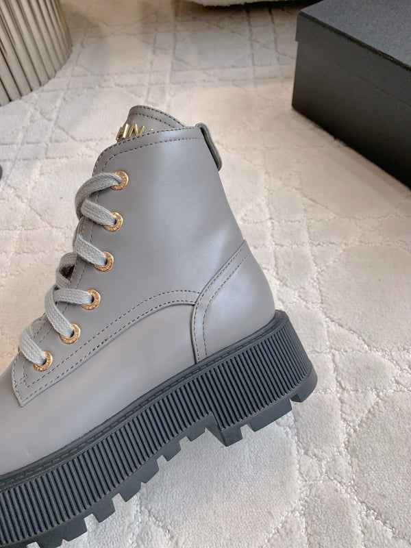 CC 24 Combat Boots 50mm Grey Black Calfskin & Sheepskin 404288