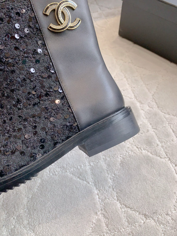 CC Ankle Boot 30mm Black Cowhide Glitter 464576