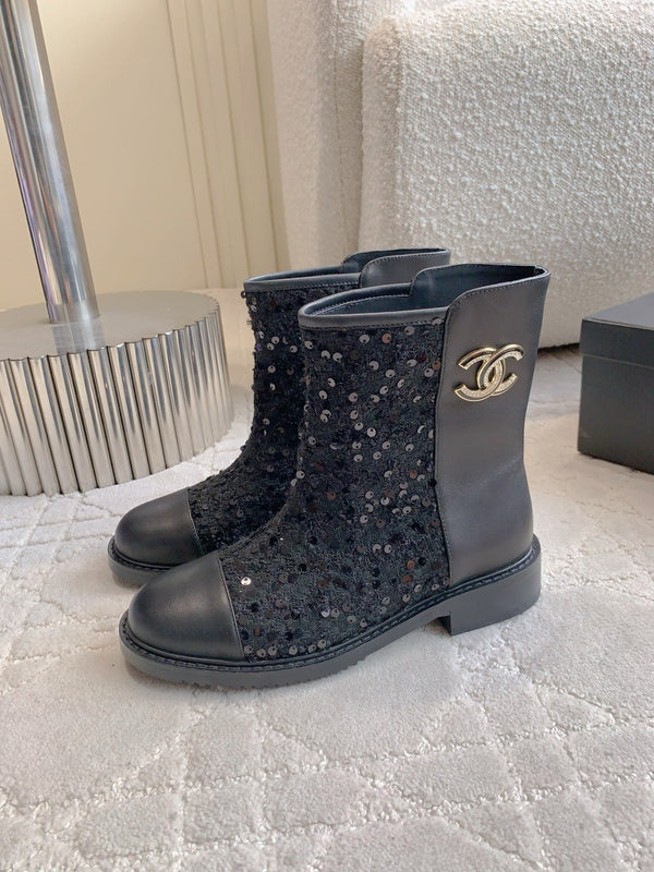 CC Ankle Boot 30mm Black Cowhide Glitter 464576