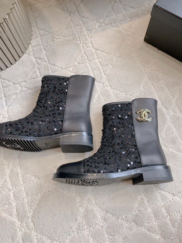 CC Ankle Boot 30mm Black Cowhide Glitter 464576