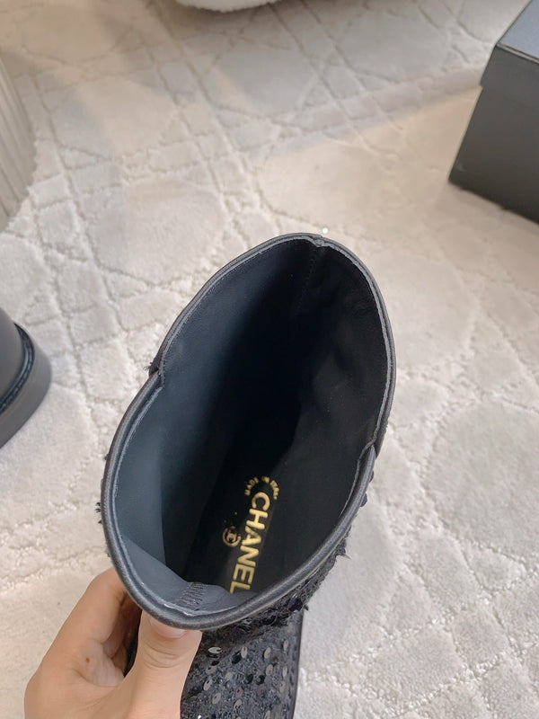 CC Ankle Boot 30mm Black Cowhide Glitter 464576