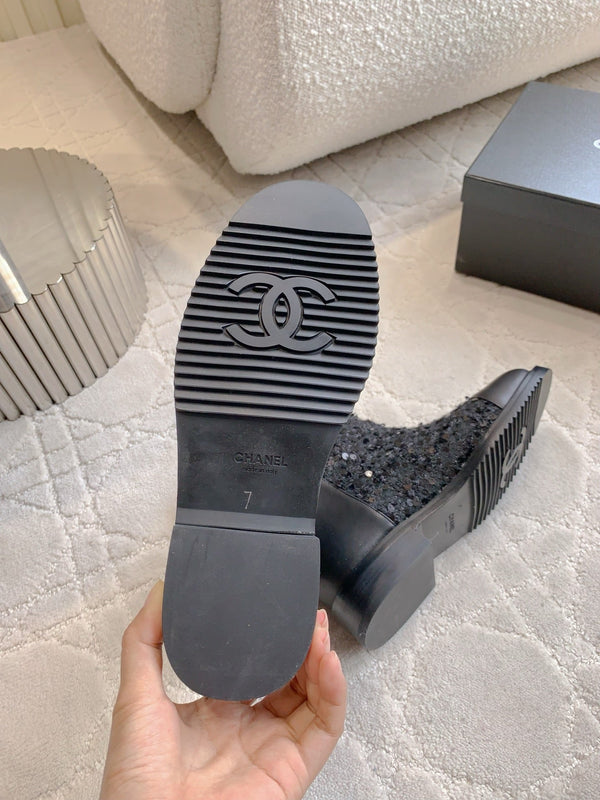 CC Ankle Boot 30mm Black Cowhide Glitter 464576