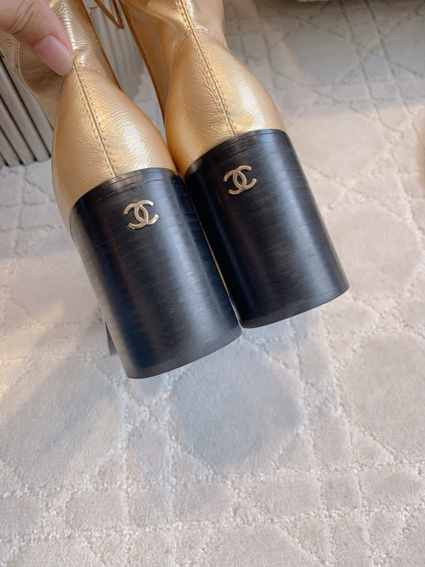 CC 25 Heeled Short Boot Light Gold mix Black Patent Leather 516677