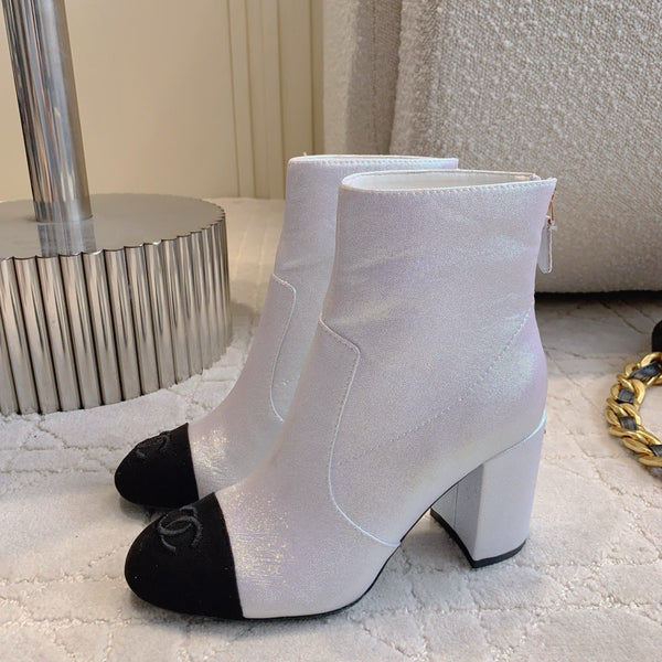 CC 25 Short Boot Light Pink Black Fabric Sheepskin 516638