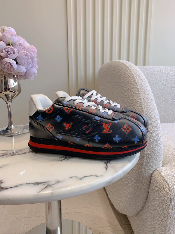 LV BUTTERSOFT Sneaker Black Mix White Monogram-Printed Lambskin 516881