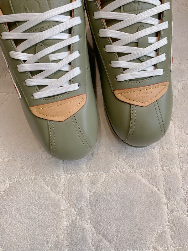 LV BUTTERSOFT Sneaker Khaiki Green Monogram-Printed Lambskin 516887