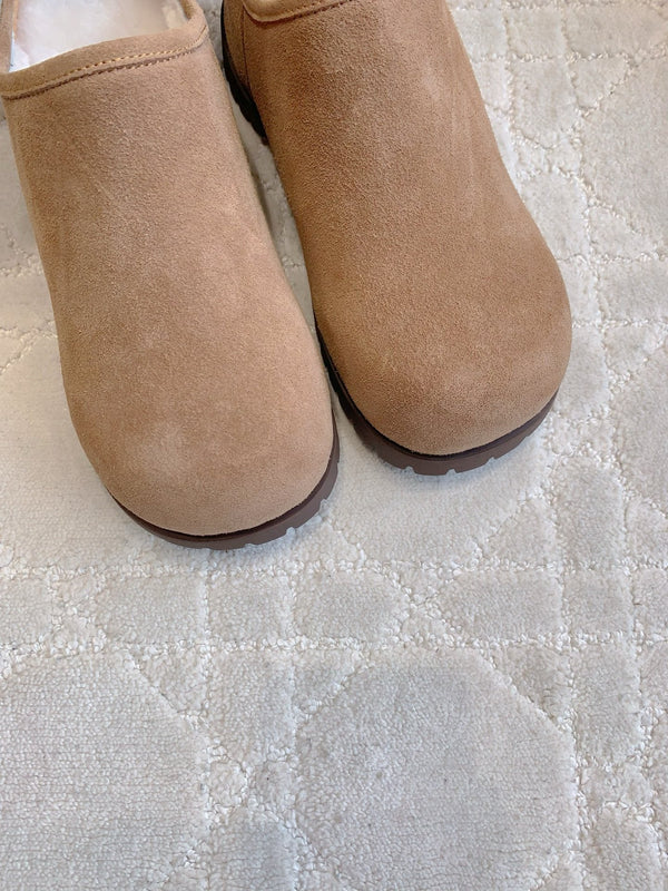 UGG Tazz Slippers Brown Wool Suede Fleece Lining 516913