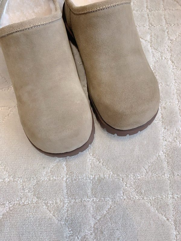 UGG Tazz Slippers Khaki Wool Suede Fleece Lining 516914