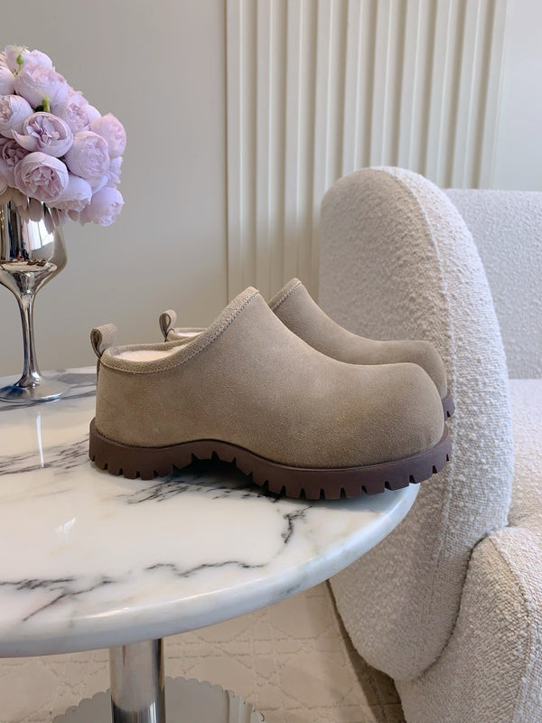 UGG Tazz Slippers Khaki Wool Suede Fleece Lining 516914