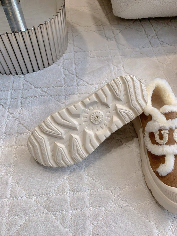 UGG Tazz Slipper Loafers Brown Mix Beige  Suede and Fleece 516904