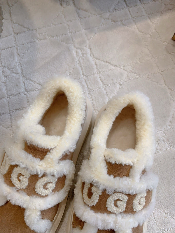 UGG Tazz Slipper Loafers Brown Mix Beige  Suede and Fleece 516904