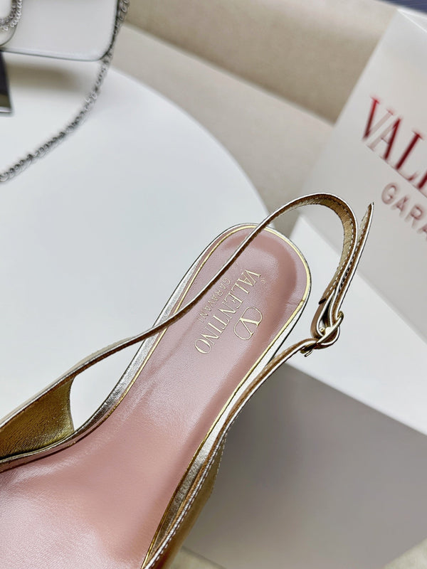 SLINGBACK ALTO 60MM IN PELLE DI VITELLO ORO