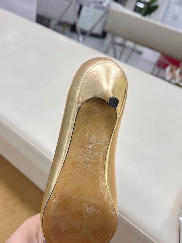 Bepointy Pump Bow In Gold Mix Silver Metaliic Cowhide Pale Pink Sheepskin Linning 304250