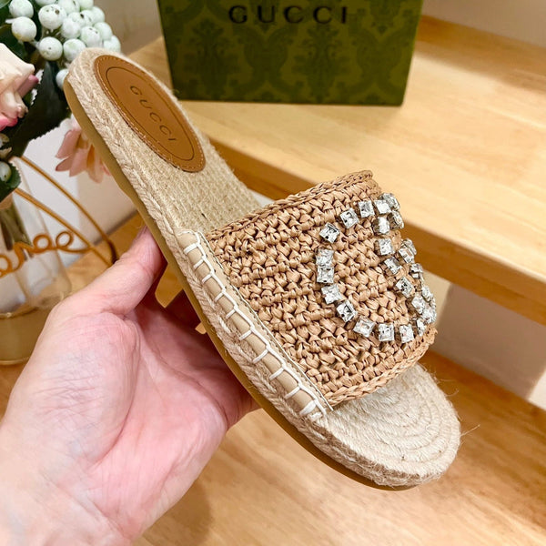 GG  Casual Style Logo Sandals Brown Caramel