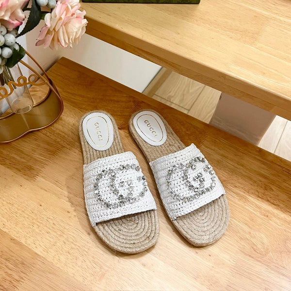 GG  Casual Style Logo Sandals White