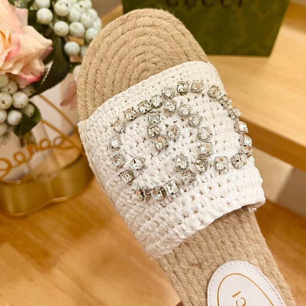 GG  Casual Style Logo Sandals White