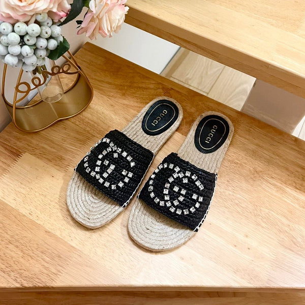 GG  Casual Style Logo Sandals Black