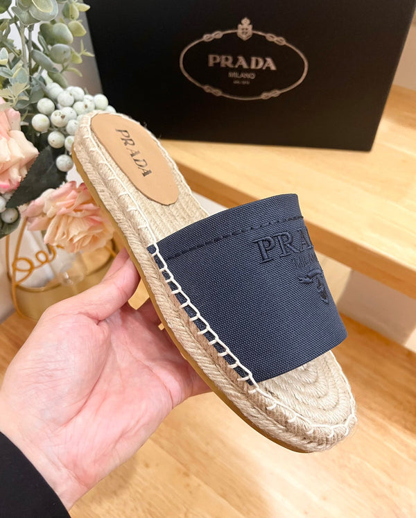Pra Slide 20 Denim Velvet Beige Sole Rafia