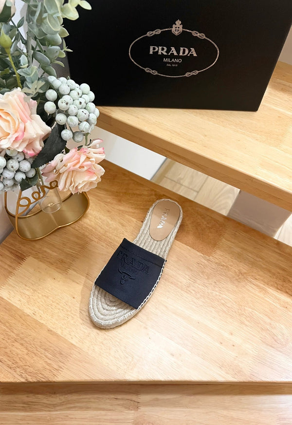 Pra Slide 20 Denim Velvet Beige Sole Rafia