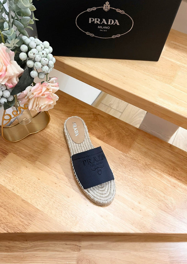 Pra Slide 20 Denim Velvet Beige Sole Rafia
