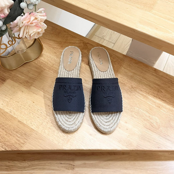 Pra Slide 20 Denim Velvet Beige Sole Rafia