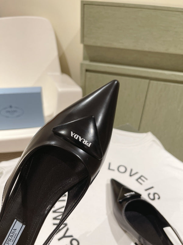 PRA 24ss Sling Back 30mm Black Patent Leather 449687