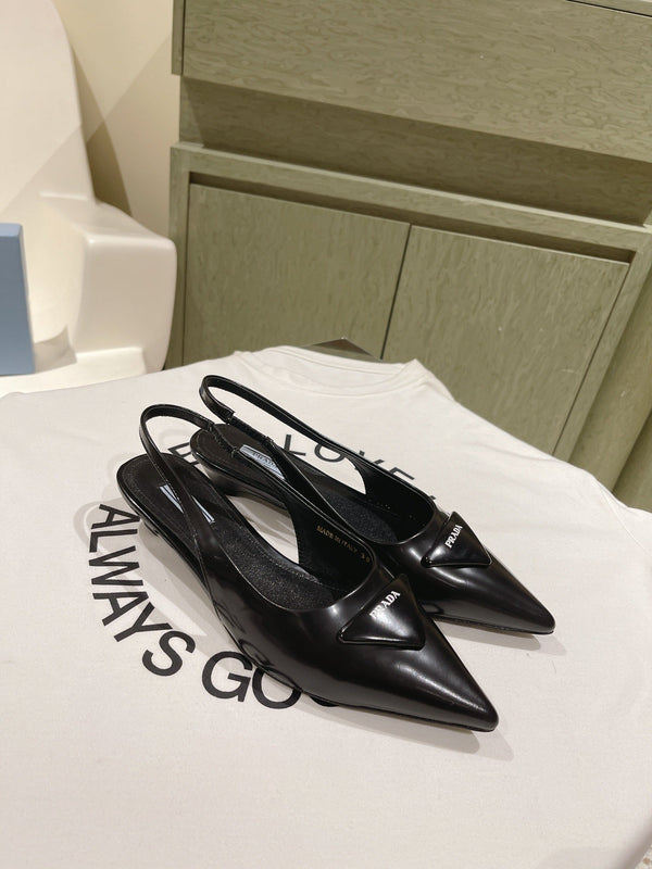 PRA 24ss Sling Back 30mm Black Patent Leather 449687