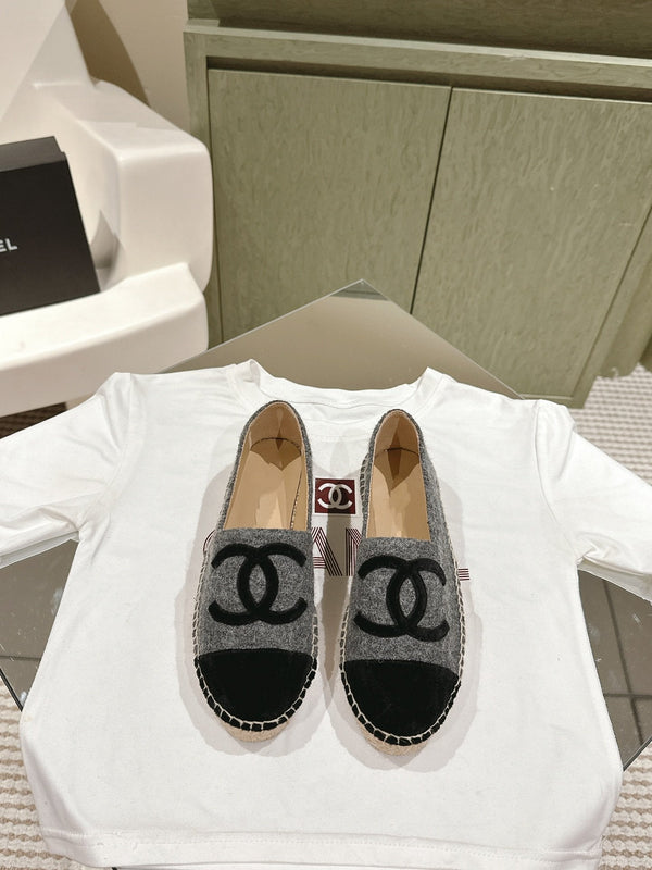 espadrillas grigio scuro cotone tweed nero camoscio