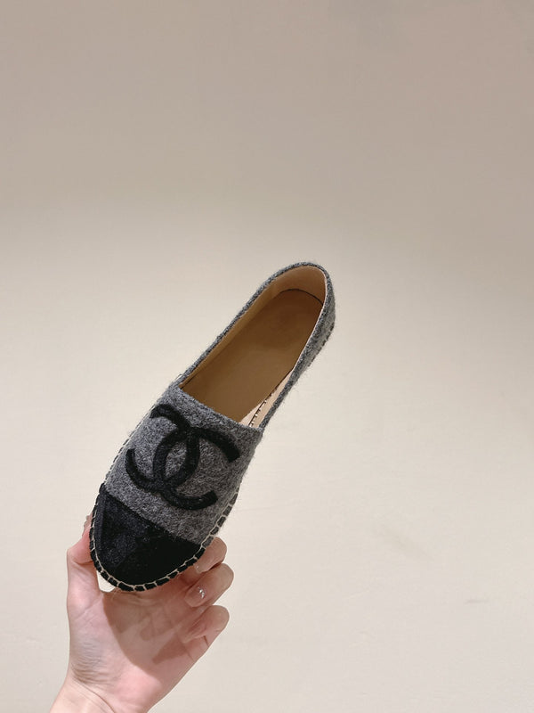 espadrillas grigio scuro cotone tweed nero camoscio