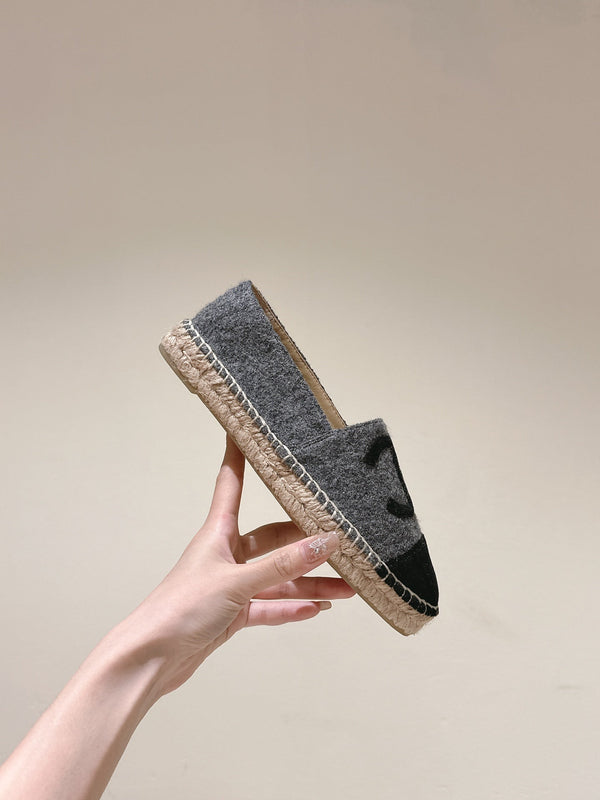 espadrillas grigio scuro cotone tweed nero camoscio