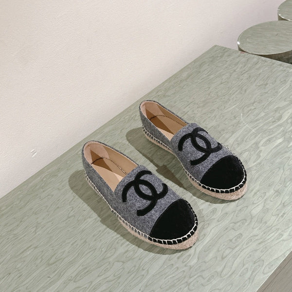 espadrillas grigio scuro cotone tweed nero camoscio