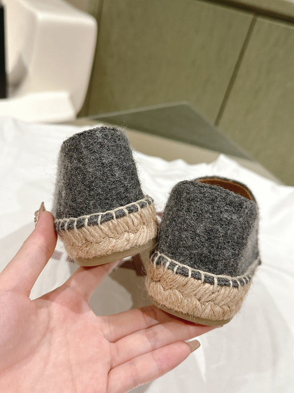 espadrillas grigio scuro cotone tweed nero camoscio