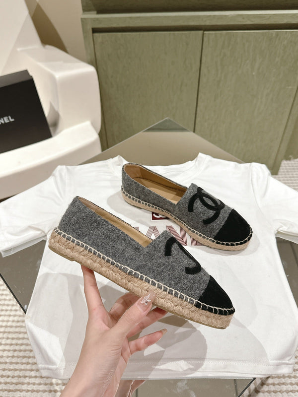 espadrillas grigio scuro cotone tweed nero camoscio