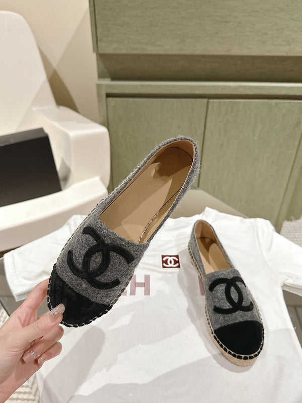 espadrillas grigio scuro cotone tweed nero camoscio