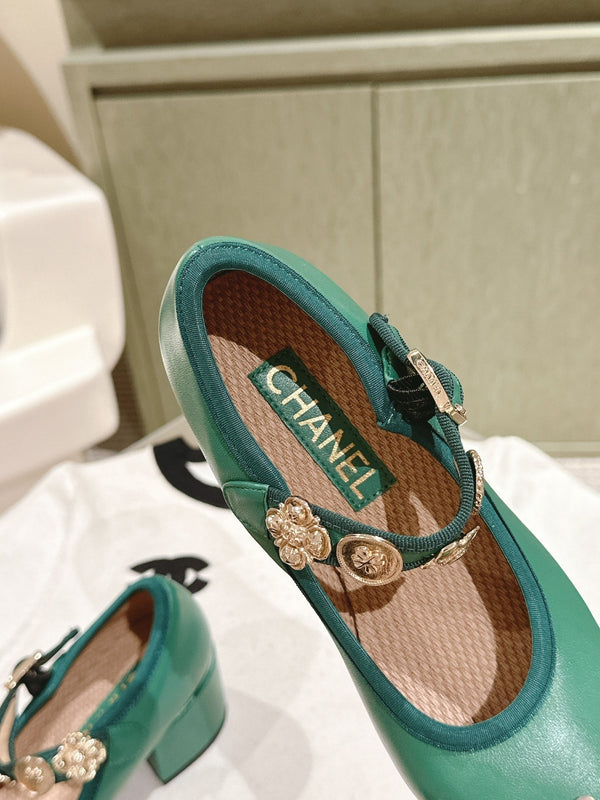 CC HIGH MARY JANE SEA GREEN LAMBSKIN