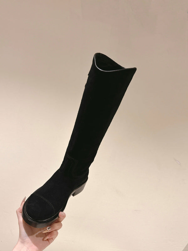 STIVALI CC ALTI IN PELLE DI VITELLO SCAMOSCIATA NERA