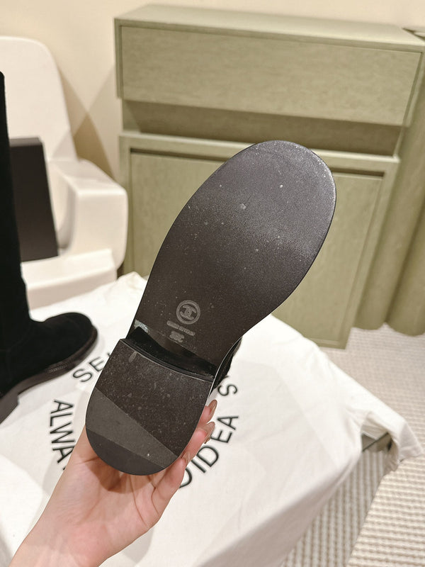 STIVALI CC ALTI IN PELLE DI VITELLO SCAMOSCIATA NERA