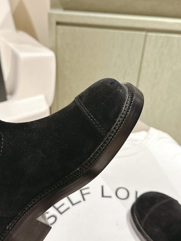 STIVALI CC ALTI IN PELLE DI VITELLO SCAMOSCIATA NERA