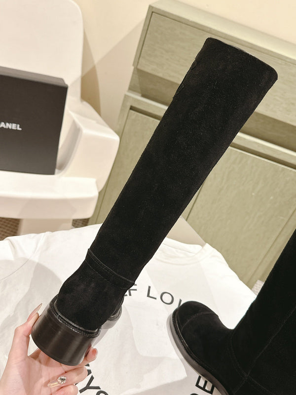 STIVALI CC ALTI IN PELLE DI VITELLO SCAMOSCIATA NERA