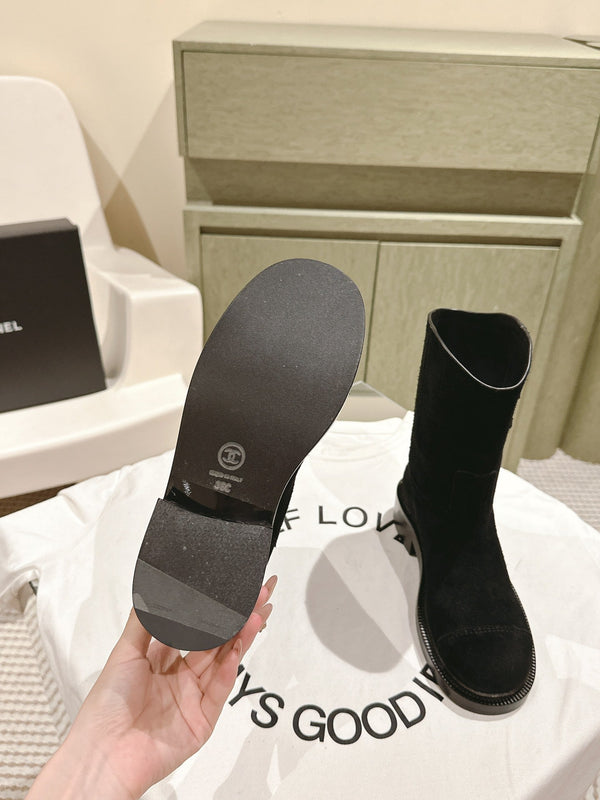 STIVALI BASSI CC IN PELLE DI VITELLO SCAMOSCIATA NERA