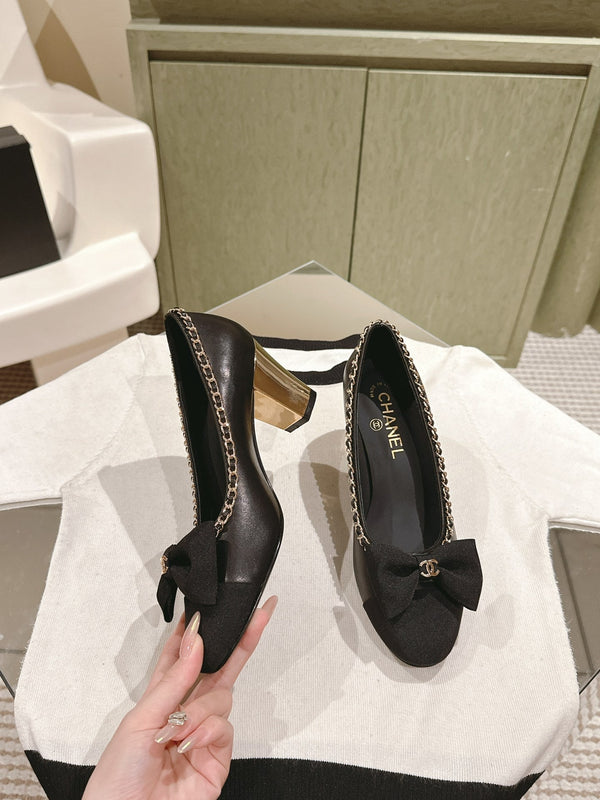 CC HIGH HEELS NERO IN PELLE DI VITELLO E TESSUTO