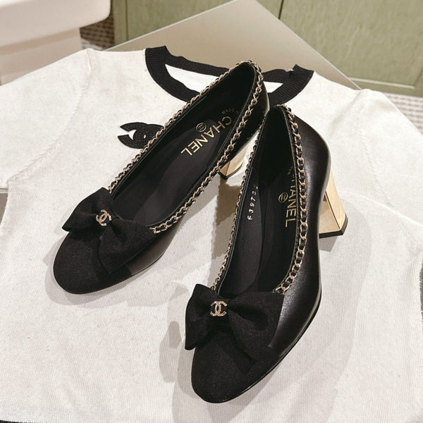 CC HIGH HEELS NERO IN PELLE DI VITELLO E TESSUTO