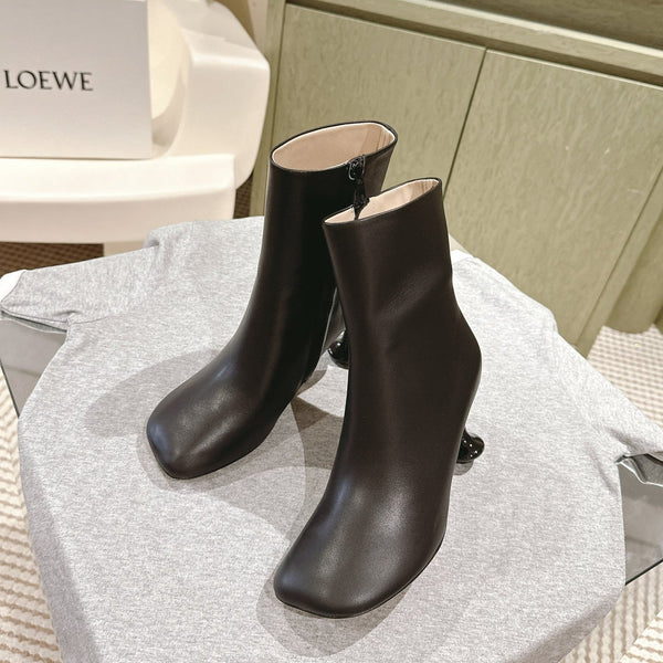Loewe Round-Toed Boots 85mm Black Mixed Sheepskin 448450